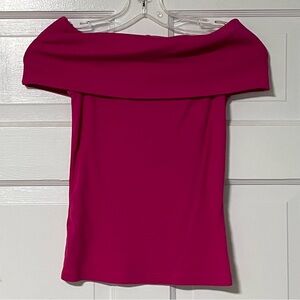 LOFT Vibrant magenta Pink folded off-shoulder soft stretchy Top